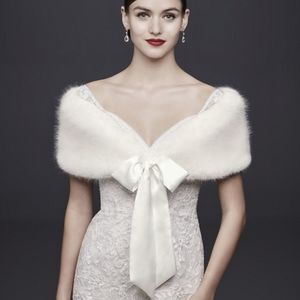 Faux-Fur Wrap with Satin Ribbon Tie
